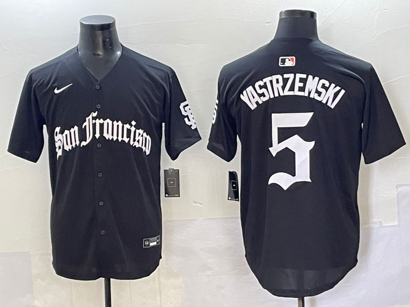 Men 2025 San Francisco Giants #5 Yastrezemski Black Five generations Joint Name Nike MLB Jersey style 2->san francisco giants->MLB Jersey